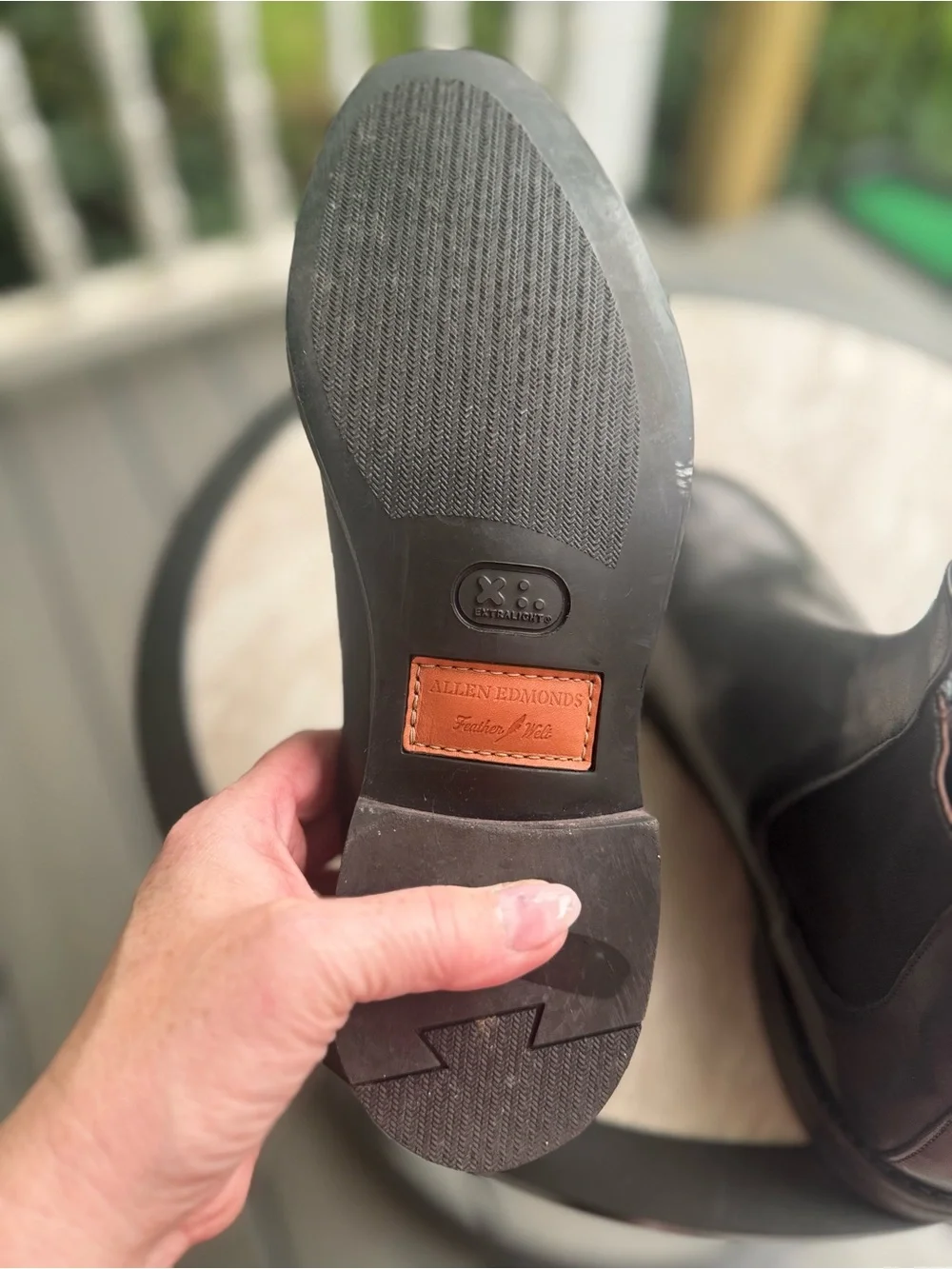 Allen Edmonds Black Leather Nomad Chelsea Boots with Red Heel Pull